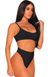 Sexy Push Up High Cut High Waisted Bikini Set Black