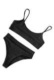 Sexy Push Up High Cut High Waisted Bikini Set Black
