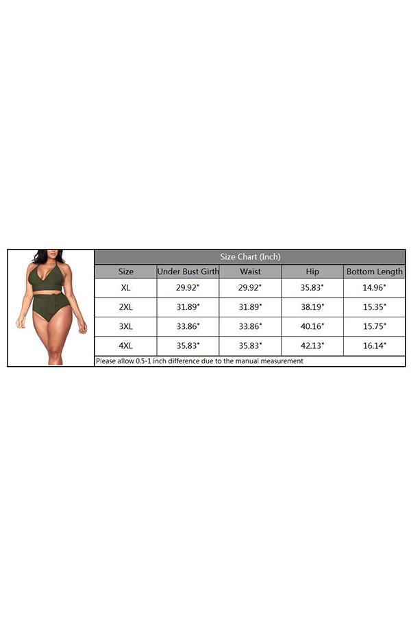 Women's Plus Size Bathing Suit Halter High Waisted Bikini Set 2 Piece Swimsuits