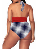 Womens Plus Size Halter High Waisted Swimwear Tummy Control Bottoms Bathing Suits