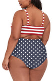Plus Size American Flag Print Bikini Set