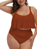 Plus Size 2 Piece Bikinis Women Ruffle Ruched High Waisted Bathing Suit