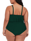 Plus Size 2 Piece Bikinis Women Ruffle Ruched High Waisted Bathing Suit
