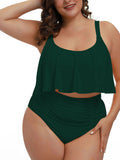 Plus Size 2 Piece Bikinis Women Ruffle Ruched High Waisted Bathing Suit