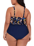Women Plus Size Ruffled Flounce Bathing Suits High Waisted 2 Piece Swimsuit