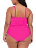 Plus Size 2 Piece Bikinis Women Ruffle Ruched High Waisted Bathing Suit