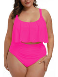 Plus Size 2 Piece Bikinis Women Ruffle Ruched High Waisted Bathing Suit