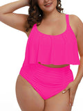 Plus Size 2 Piece Bikinis Women Ruffle Ruched High Waisted Bathing Suit