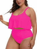 Plus Size 2 Piece Bikinis Women Ruffle Ruched High Waisted Bathing Suit