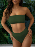 Pinkqueen Bandeau Bikini Top High Waisted Bathing Suits