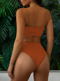 Pinkqueen Bandeau Bikini Top High Waisted Bathing Suits