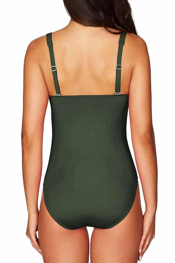 fatty tiger Women's Elegant Athletic One Piece Swimsuit U Neck Tummy  Control Ruched Swimsuit Cheeky High Waisted Bathing Suit Army Green S :  Clothing, Shoes & Jewelry 