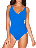 Women's One Piece Swimsuit Twist Front Tummy Control V Neck Bathing Suits
