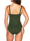 Women's One Piece Swimsuit Twist Front Tummy Control V Neck Bathing Suits