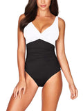 Women's One Piece Swimsuit Twist Front Tummy Control V Neck Bathing Suits