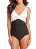 Women's One Piece Swimsuit Twist Front Tummy Control V Neck Bathing Suits