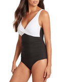 Women's One Piece Swimsuit Twist Front Tummy Control V Neck Bathing Suits