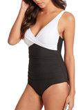 Women's One Piece Swimsuit Twist Front Tummy Control V Neck Bathing Suits