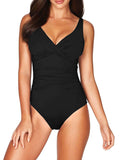 Women's One Piece Swimsuit Twist Front Tummy Control V Neck Bathing Suits