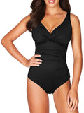 Women's One Piece Swimsuit Twist Front Tummy Control V Neck Bathing Suits