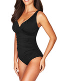 Women's One Piece Swimsuit Twist Front Tummy Control V Neck Bathing Suits