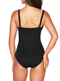 Women's One Piece Swimsuit Twist Front Tummy Control V Neck Bathing Suits
