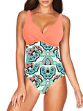 Women's One Piece Swimsuit Twist Front Tummy Control V Neck Bathing Suits