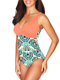 Women's One Piece Swimsuit Twist Front Tummy Control V Neck Bathing Suits