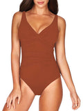 Women's One Piece Swimsuit Twist Front Tummy Control V Neck Bathing Suits