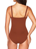 Women's One Piece Swimsuit Twist Front Tummy Control V Neck Bathing Suits