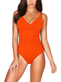 Women's One Piece Swimsuit Twist Front Tummy Control V Neck Bathing Suits