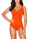 Women's One Piece Swimsuit Twist Front Tummy Control V Neck Bathing Suits