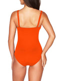 Women's One Piece Swimsuit Twist Front Tummy Control V Neck Bathing Suits