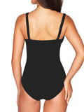 Women's One Piece Swimsuit Twist Front Tummy Control V Neck Bathing Suits