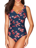 Women's One Piece Swimsuit Twist Front Tummy Control V Neck Bathing Suits