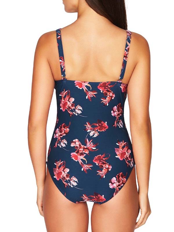 Women's One Piece Swimsuit Twist Front Tummy Control V Neck