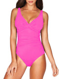 Women's One Piece Swimsuit Twist Front Tummy Control V Neck Bathing Suits