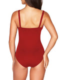 Women's One Piece Swimsuit Twist Front Tummy Control V Neck Bathing Suits