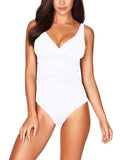 Women's One Piece Swimsuit Twist Front Tummy Control V Neck Bathing Suits