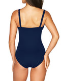 Women's One Piece Swimsuit Twist Front Tummy Control V Neck Bathing Suits