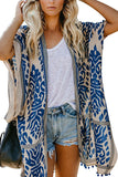 Pom Pom Trim Open Front Beach Kimono Mazarine