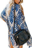 Womens Summer Print Kimono Casual Cardigans Pom Pom Trim Loose Cover ups