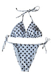 Polka Dot Triangle Top String Bikini Set White