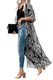 Women's Flowy Kimono Cardigan Floral Maxi Cover Up for Bathing Suit