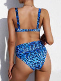 Ensemble de bikini taille haute à haut push-up léopard patchwork