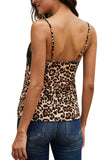 Casual Leopard Print Lace Patchwork Cami Tank Brown