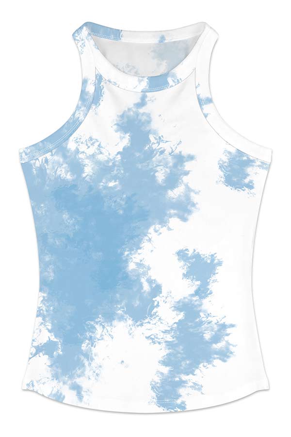 Women's Summer Casual Tie Dye Print Casual Tank Top Light Blue