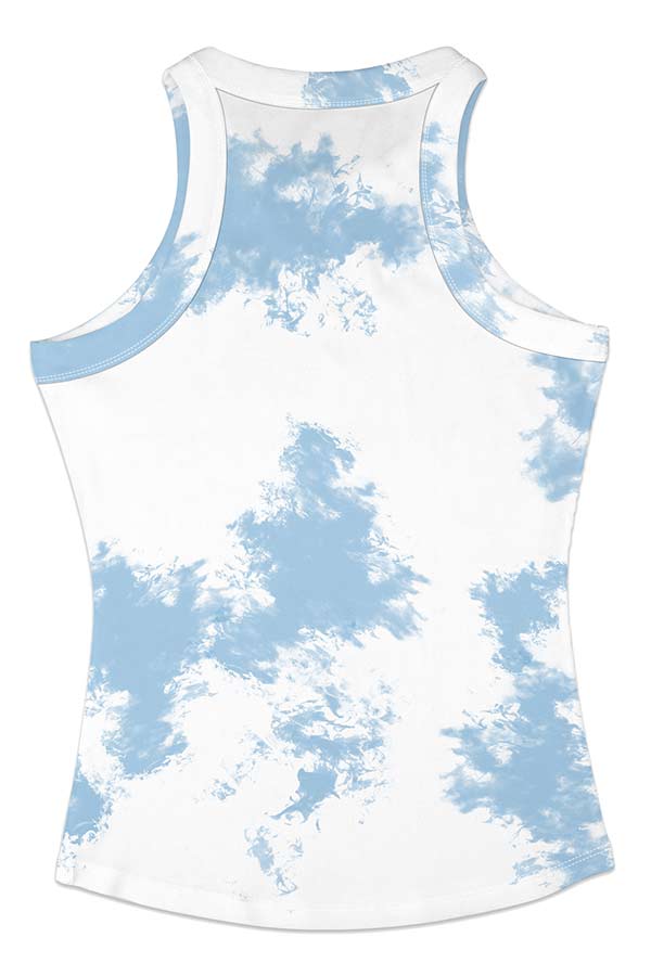 Women's Summer Casual Tie Dye Print Casual Tank Top Light Blue