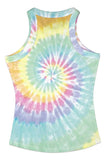 Crew Neck Sleeveless Casual Spiral Tie Dye Tank Top For Women