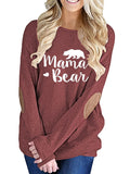 T-shirts à col rond pour femmes avec patchs Mama Bear